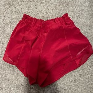 Red Lululemon Hotty Hot Shorts